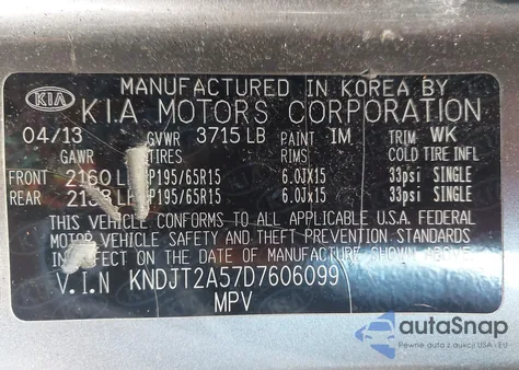 2013 Kia Soul из США, поврежденный, VIN KNDJT2A57D7606099